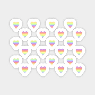 Mini Pastel Rainbow Horizontal Striped Hearts Magnet