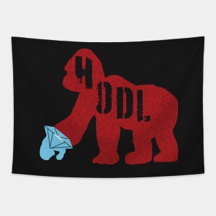 Diamond Hand HODLE Ape Red Version Tapestry