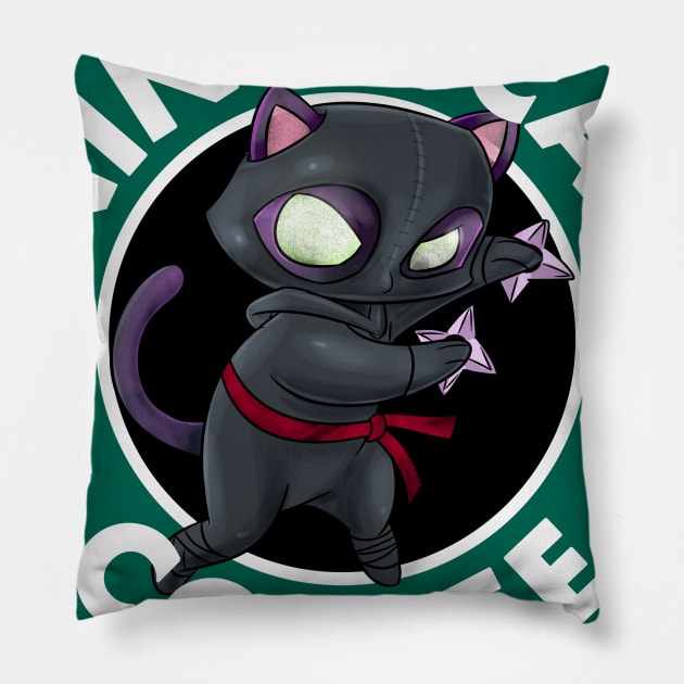 Ninja Cat Coffee Pillow by peekxel