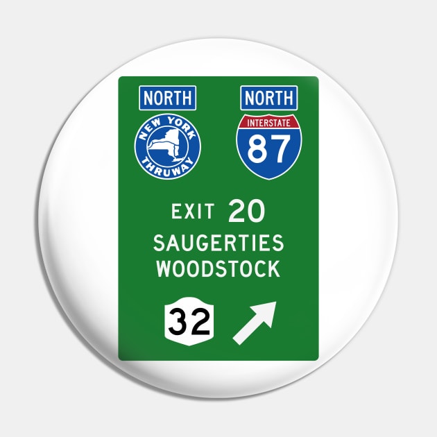 New York Thruway Northbound Exit 20: Saugerties Woodstock Catskills Pin by MotiviTees