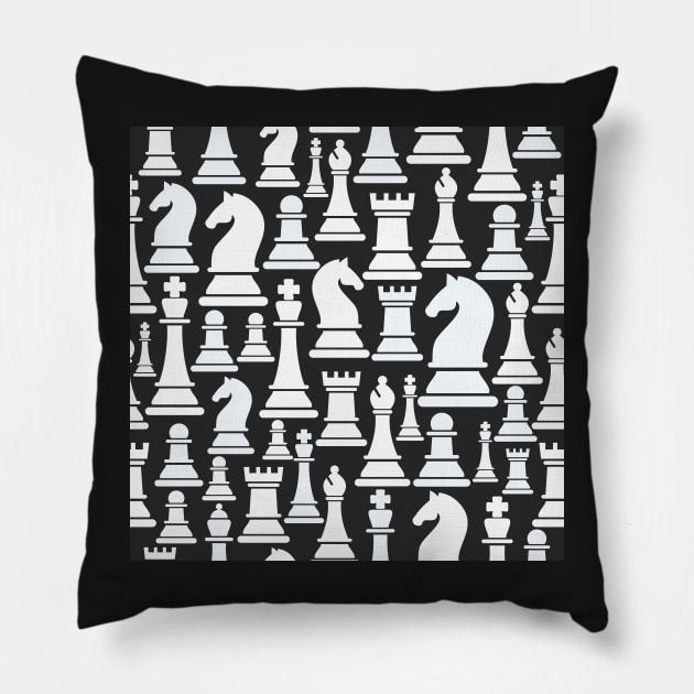 Chess Pattern Game Pieces Pillow by edwardecho