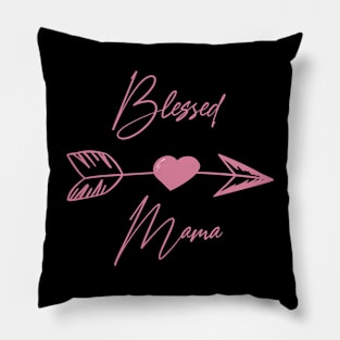 Blessed Mama Boho pink lettering sarcastic mother Pillow