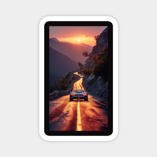 Muscle car in the Mountains Magnet by Vinokurio