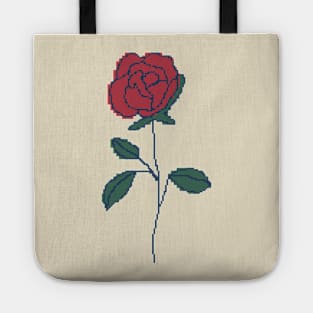 80s Pixel Art Rose Tote