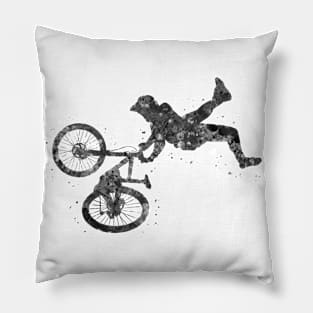 Mountain biker black and white Pillow