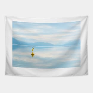 Peaceful Sky and Mountain Reflections on Skaha Lake Tapestry