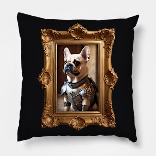 Framed Armored Cream French Bulldog Pillow