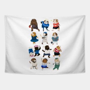 Guinea pigs doing sports Tapestry