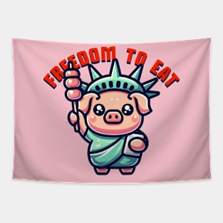 parody cute pig liberty statue Tapestry