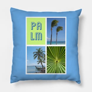 Tropical Palm Trees Collage Photograph Pillow