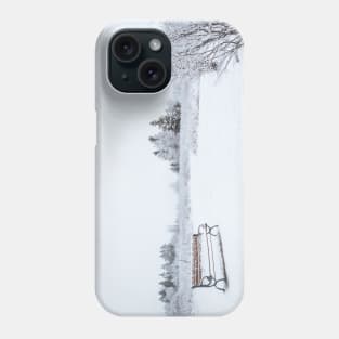 Snowy Blanket of White Snow on Bench Park V1 Phone Case