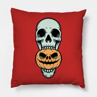 Happy Halloween Skull Pumpkin Pillow