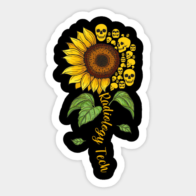 Radiology Tech Floral Sunflower Flower Skulls Radiology Tech Sticker Teepublic Uk
