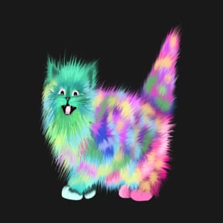 Colorful rainbow acid cat in space T-Shirt