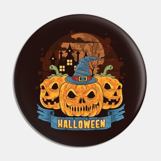 Halloween 3 Pumpkins Pin by M2M