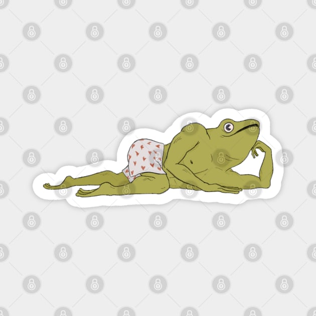 Sexy frog man pinup pose - Frog - Magnet