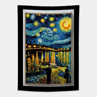 New York in starry night style Tapestry