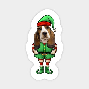 Basset Hound Christmas Elf Magnet