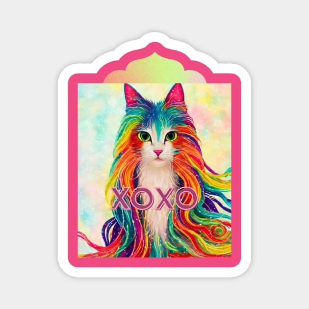 XOXO (hugs and kisses) long haired cat Magnet by PersianFMts