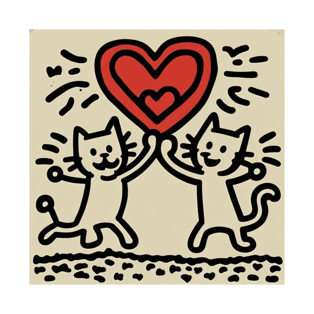 Funny Keith Haring, cats lover by Art ucef