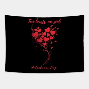 Two hearts, one soul. A Valentines Day Celebration Quote With Heart-Shaped Baloon Tapestry