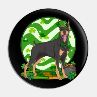 Doberman Pinscher Dog St Patricks Day Leprechaun Pin