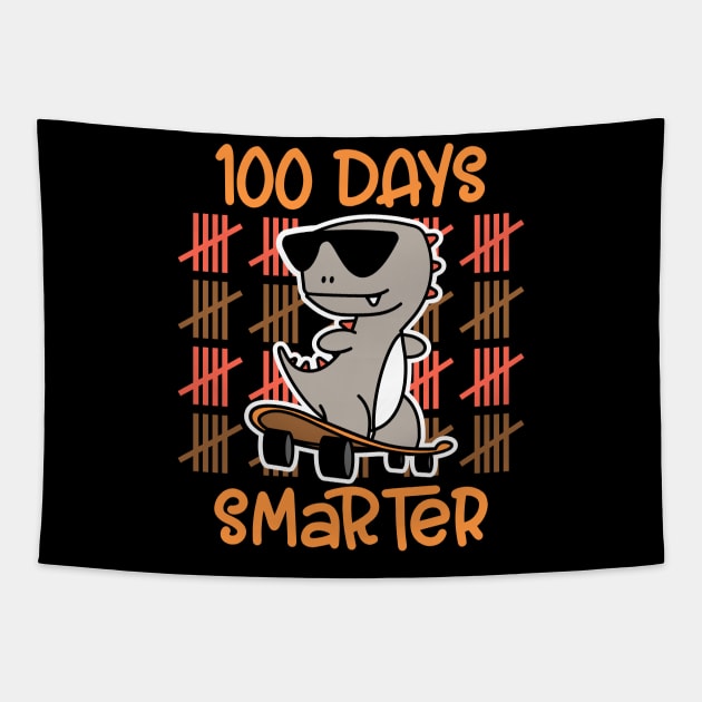 Happy 100 Days Of School Happy 100th Dinosaurs Skateboard Tapestry by alcoshirts