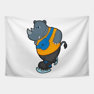 Rhino at Ice skating with Sling bag Tapestry