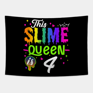 Kids This Slime Queen Is 410 Girl 4th Birthday Party Squad Outfit Tapestry