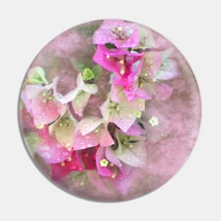 Pink Bougainvillea Flowers Digital Art Pin