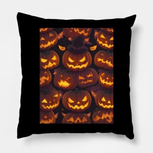 Halloween Spooky Orange Pumpkin Pattern Pillow