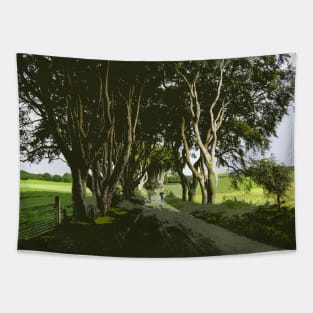 An Irish Country Road in the Rain Tapestry