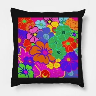 bright colorful retro flower pattern Pillow