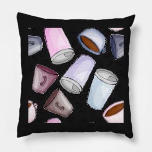 Repeating Coffee Cup Pattern Pillow