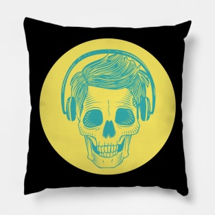 Skull with headphones Pillow