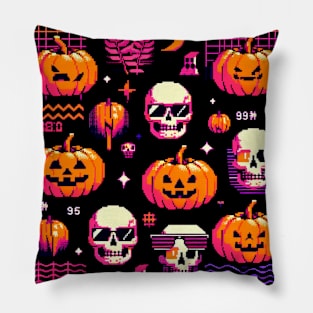 PATRON CALABAZAS Y CALAVERAS PIXELADAS 8 Pillow