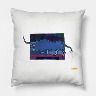 Bull On A Blue Planet. Pillow