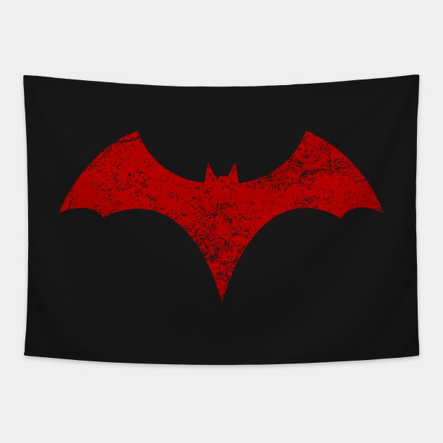 Distressed Batwoman Logo -  Red Bat Symbol - Kate Kane Tapestry by VikingElf