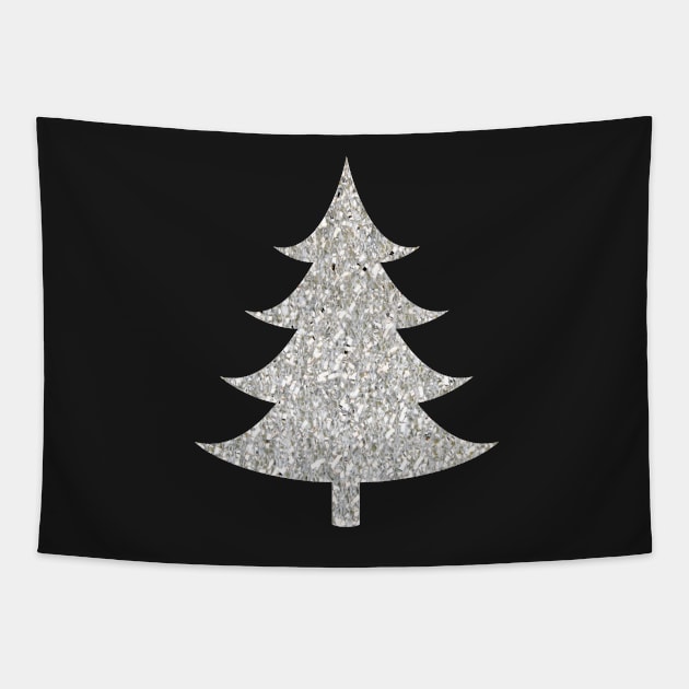 Minimalistic Silver Faux Glitter Christmas Tree Tapestry by Felicity-K