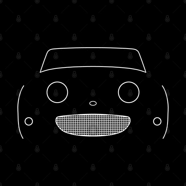 Austin Healey "frogeye" Sprite classic car outline graphic (white) by soitwouldseem