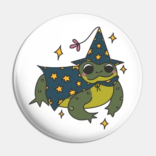 Cute witchy wizard frog design Pin