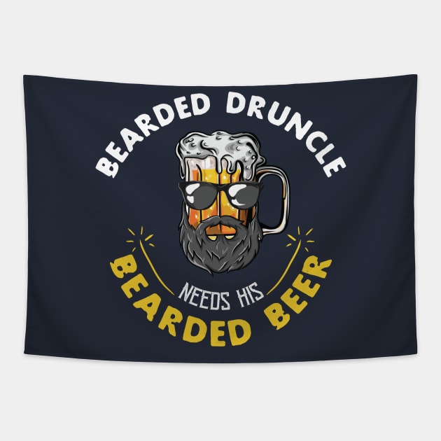 Copy of Funny Craft Beer Drunk Uncle Beard Bearded Druncle Tapestry by Freid