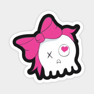 Cute Skull with Pink Bow Magnet