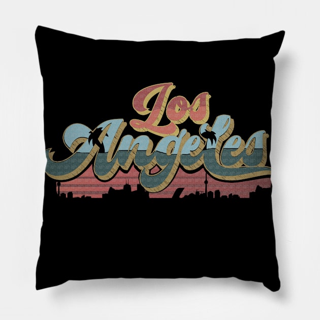 Los angeles Cali skyline typo logo Pillow by SpaceWiz95