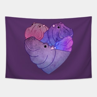 Heart Hippos Tapestry