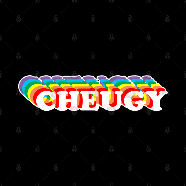Cheugy Retro Rainbow Text Design by bumblefuzzies