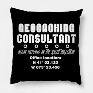 Geocaching Consultant White Text Pillow