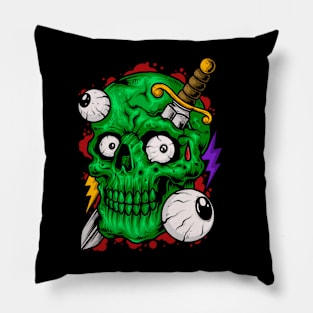 Green skull Pillow