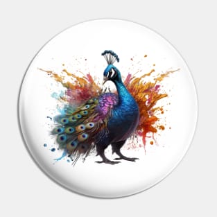 Peacock Splash Art: Dazzling Fantasy Display #1 Pin