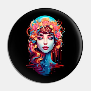 Modern Woman Psychedelic Abstract retro vintage poster design Pin